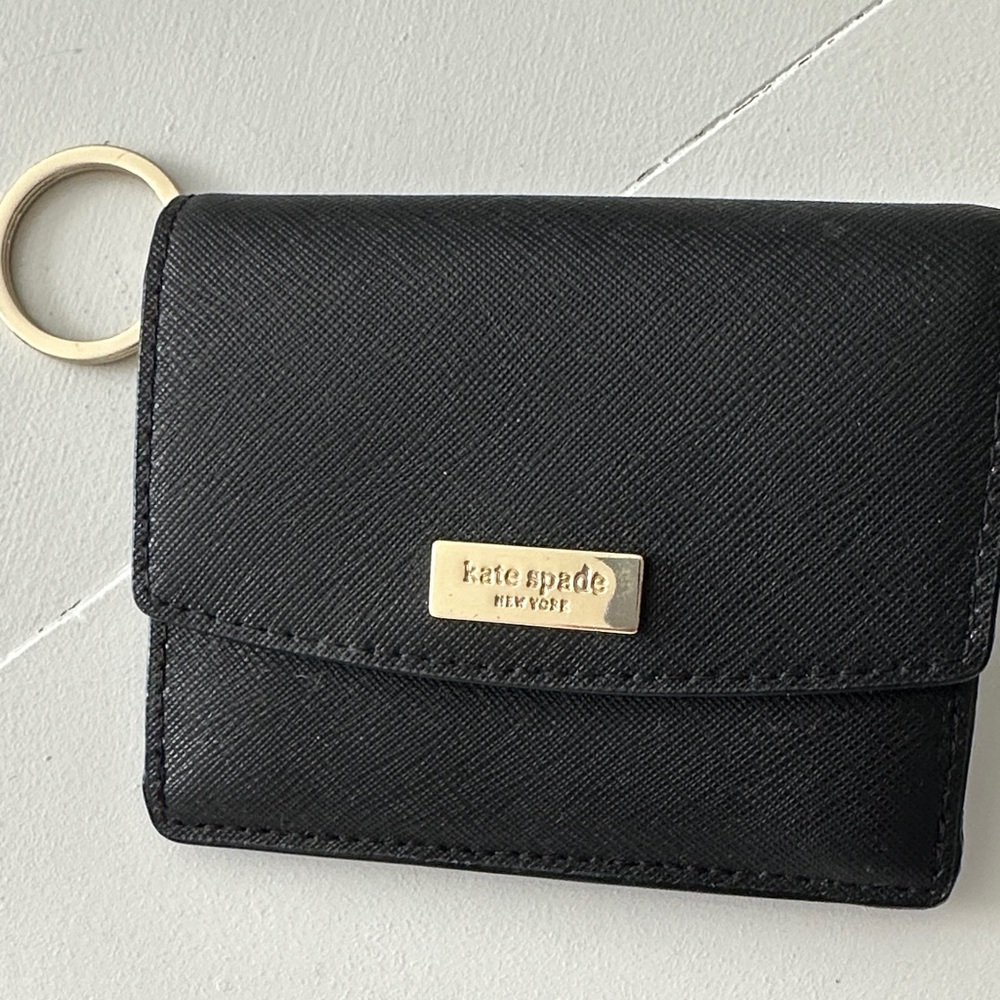 Kate Spade Black Card Holder with Gold Ring